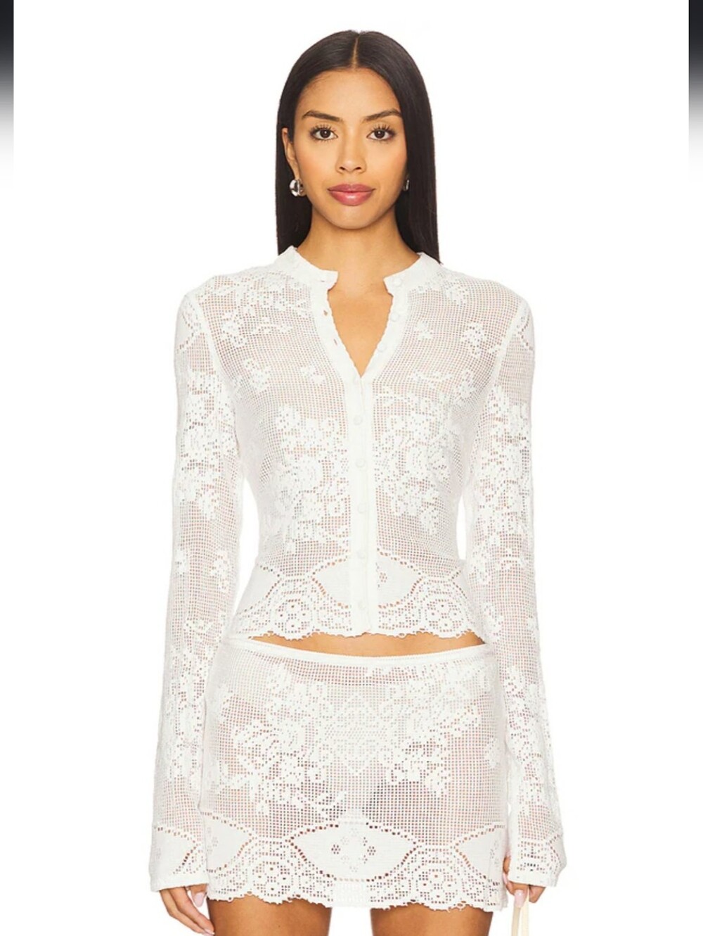 Belinda Top in White Lace